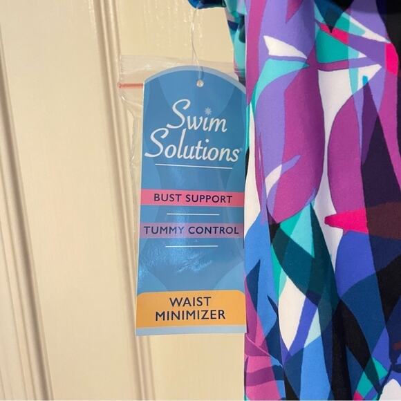 Swim Solutions Waist Minimizer Tropical Print One piece Swimsuit NWT Size 18 - Picture 5 of 10